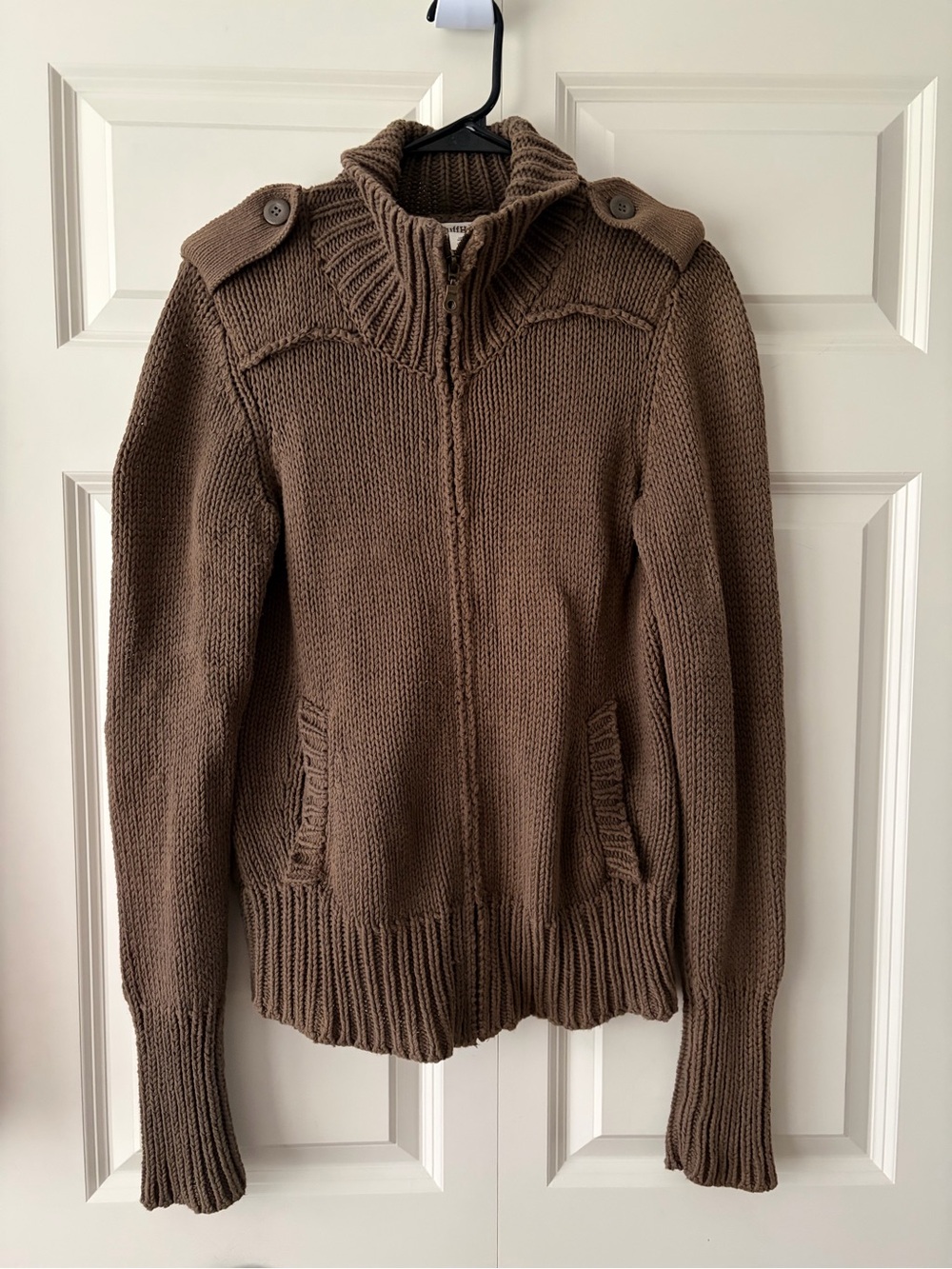 Y2K Brown Zip Up Sweater Ruff Hewn Size Large